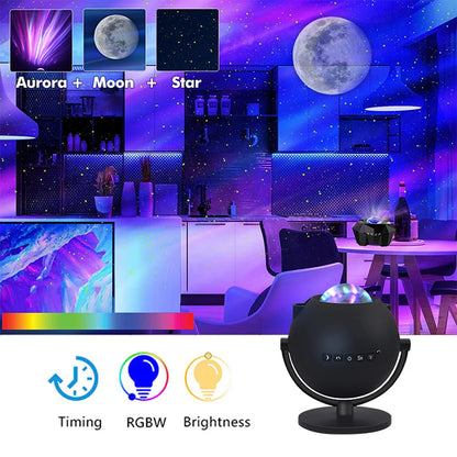 Tuya APP LED Star Ocean Wave Projector Night Light Galaxy Starry Sky Moon Projector Night Lamp Bluetooth For Bedroom Child Gift