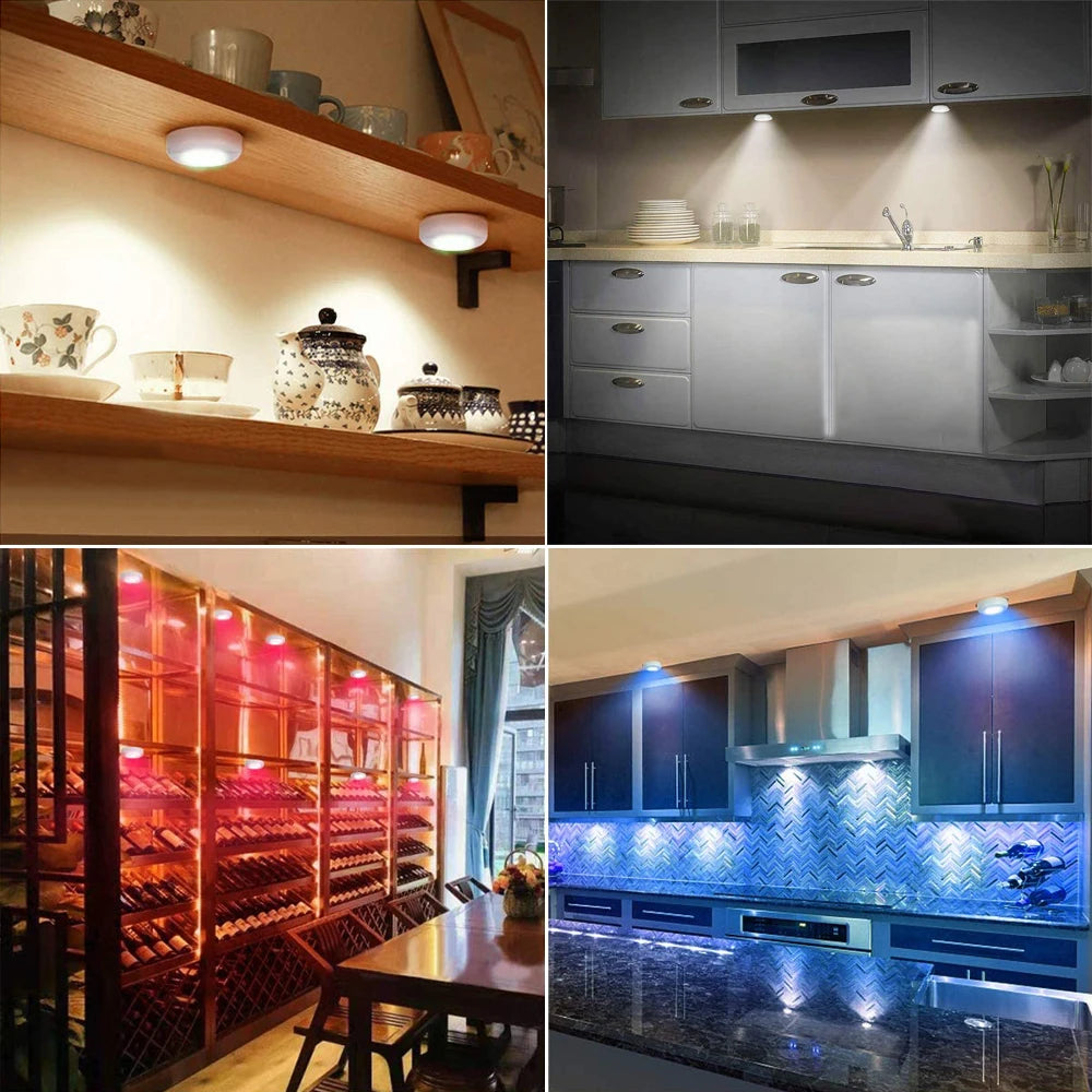 Led Under Cabinet Lights with Remote Control Wireless RGB Color Changing Night Light for Kitchen Bedroom Closet Counter