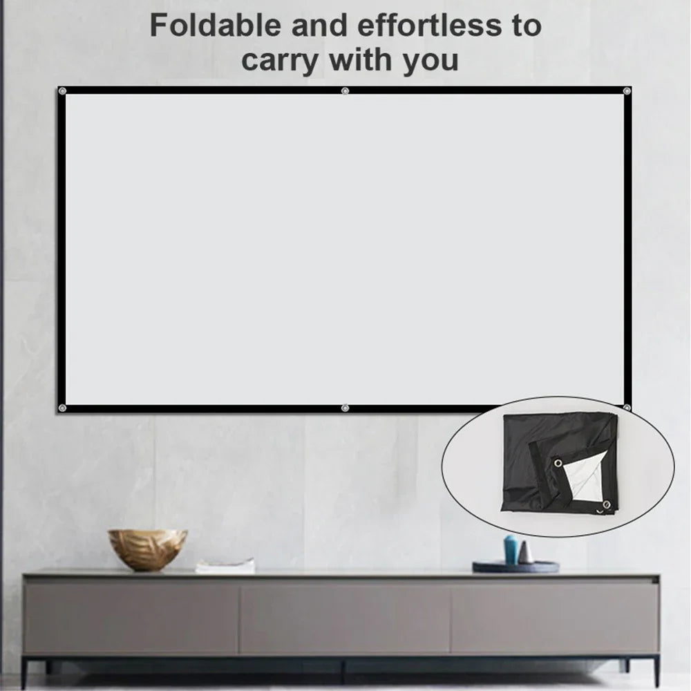 VEIDADZ Projector Screen 60-150inch White Milk Shred Black Background  Wrinkle-Free Design Soft Projection Screen Indoor Outdoor