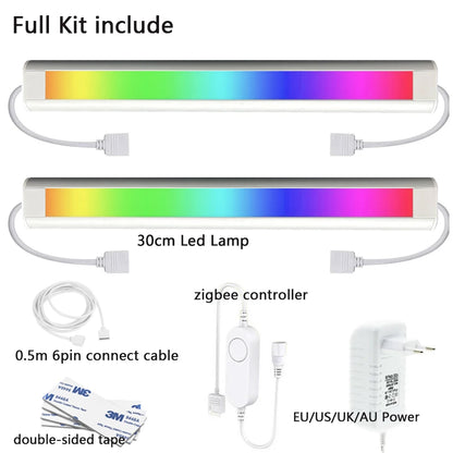 Under Cabinet LED Light Bar Kit 30CM RGBCCT Smart Light Dimmable Bedroom Cupboard Work with Alexa Google Home 2-6PCS